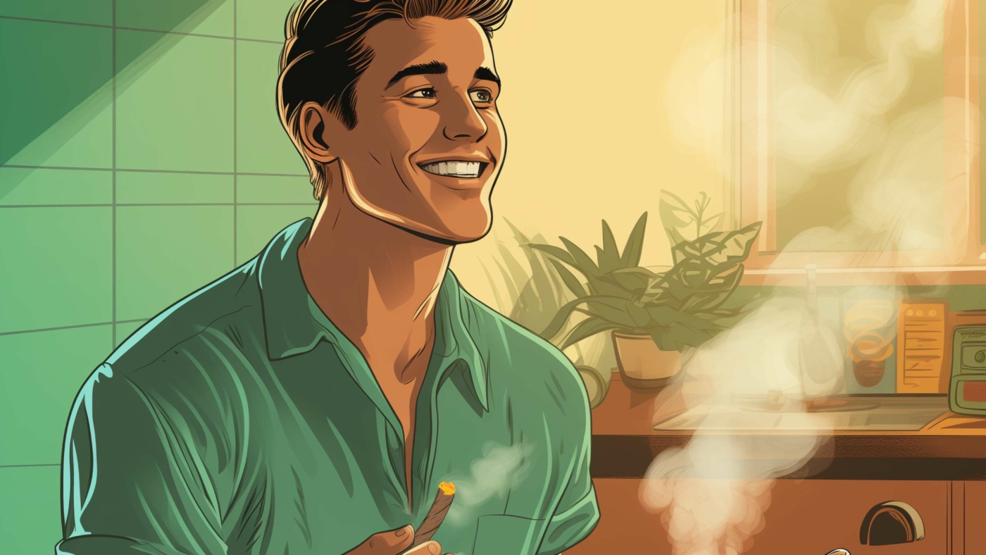 Indacloud. Image Of A Happy Guy Smoking Spliff In The Kitchen R Ffef6Eba 872A 40B4 8Ba8 Ff85C8787B2B.jpg